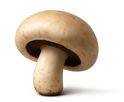 Single Fresh Brown Cremini Mushroom Isolated On White