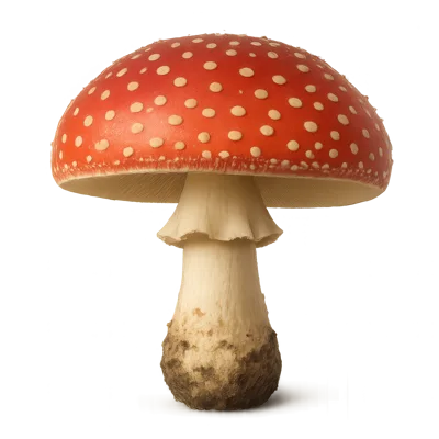 Amanita Muscaria Mushroom Isolated On White Background
