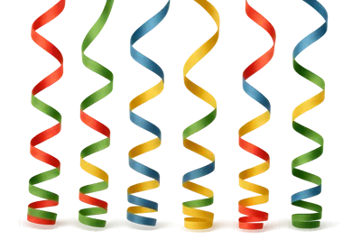 Colorful Party Streamers Hanging Against White Background