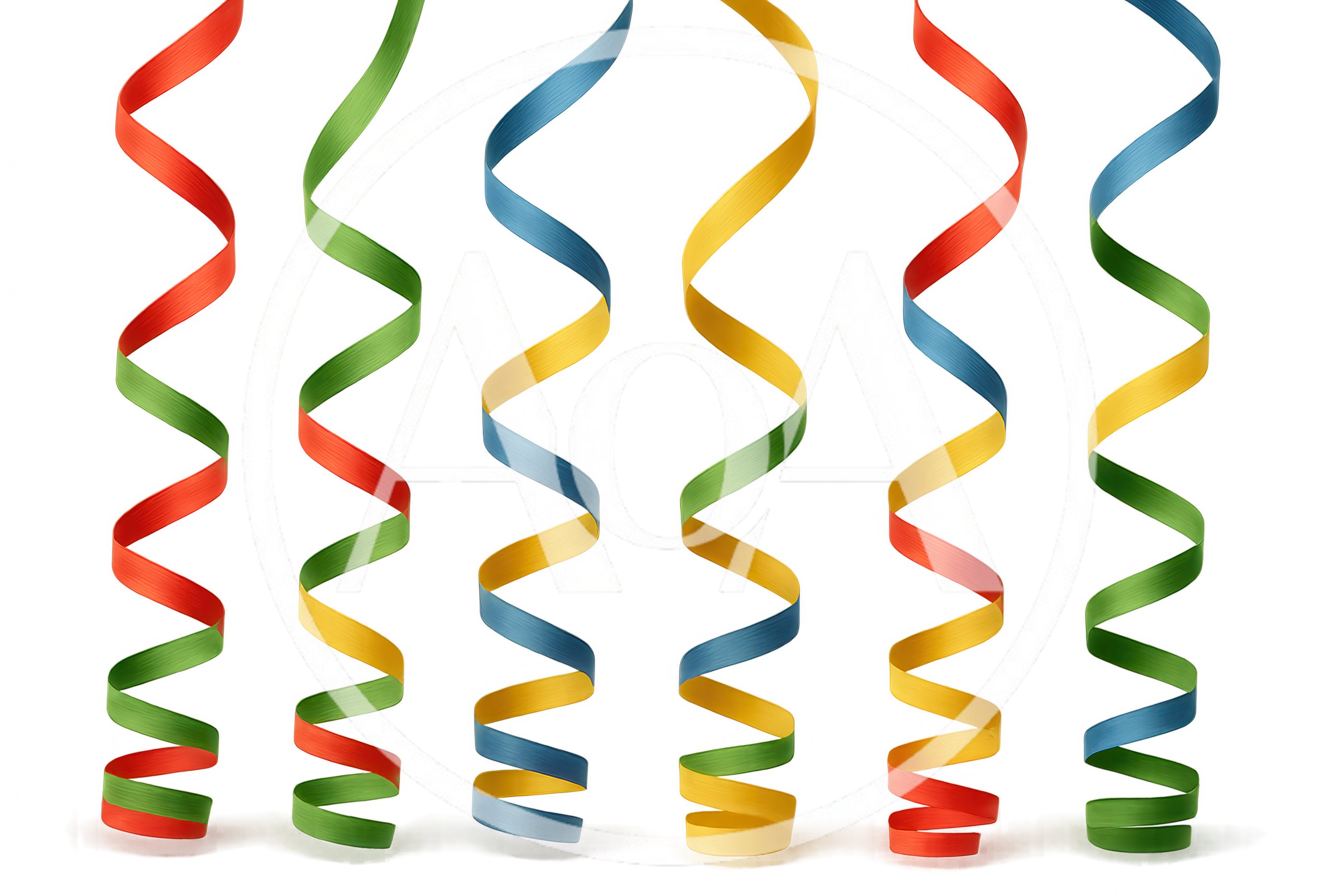 Colorful Party Streamers Hanging Against White Background