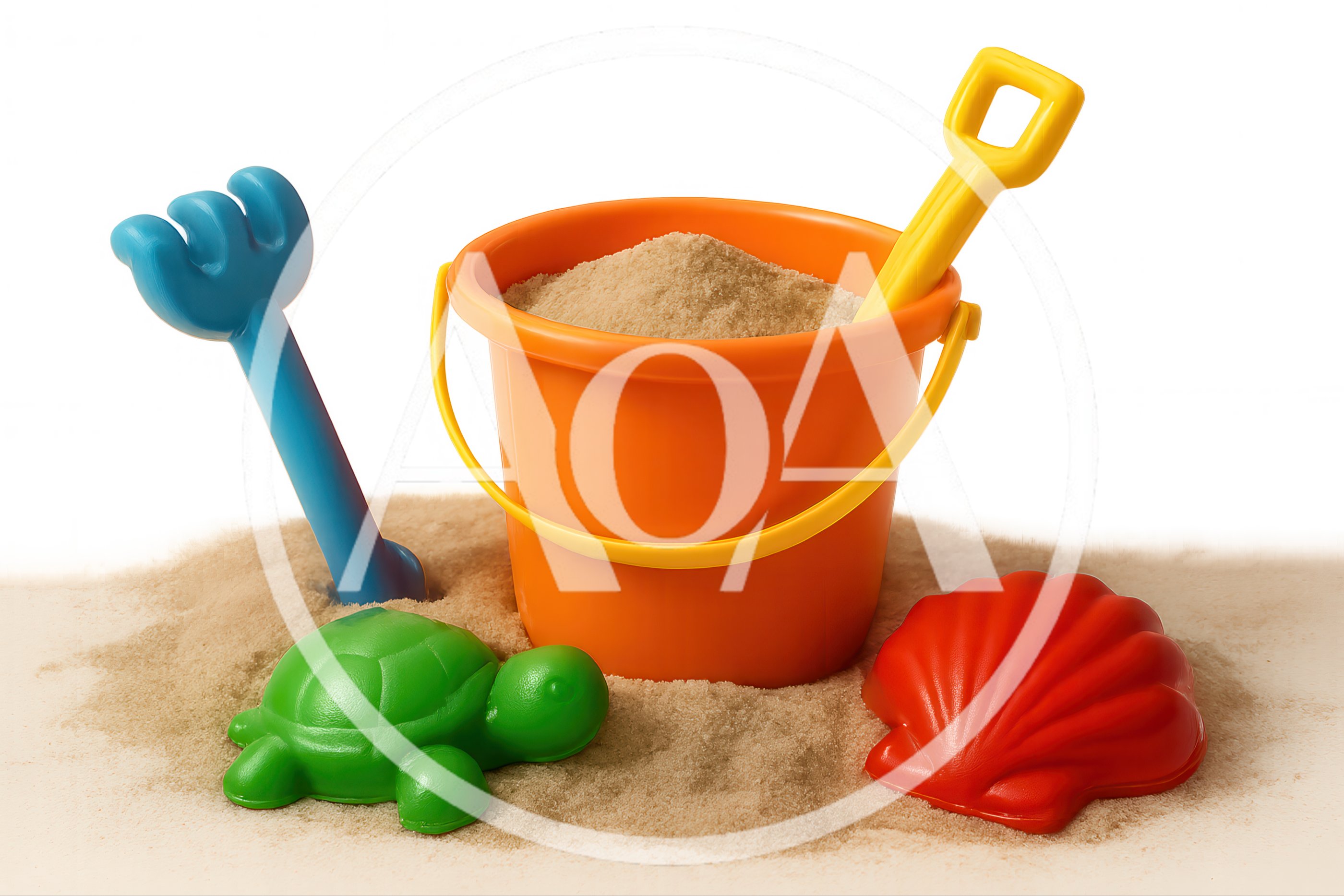 Colorful Plastic Beach Toys On Sand
