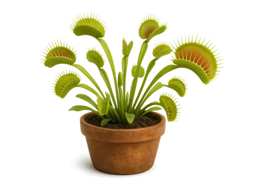 Potted Venus Flytrap Plant Isolated On White Background