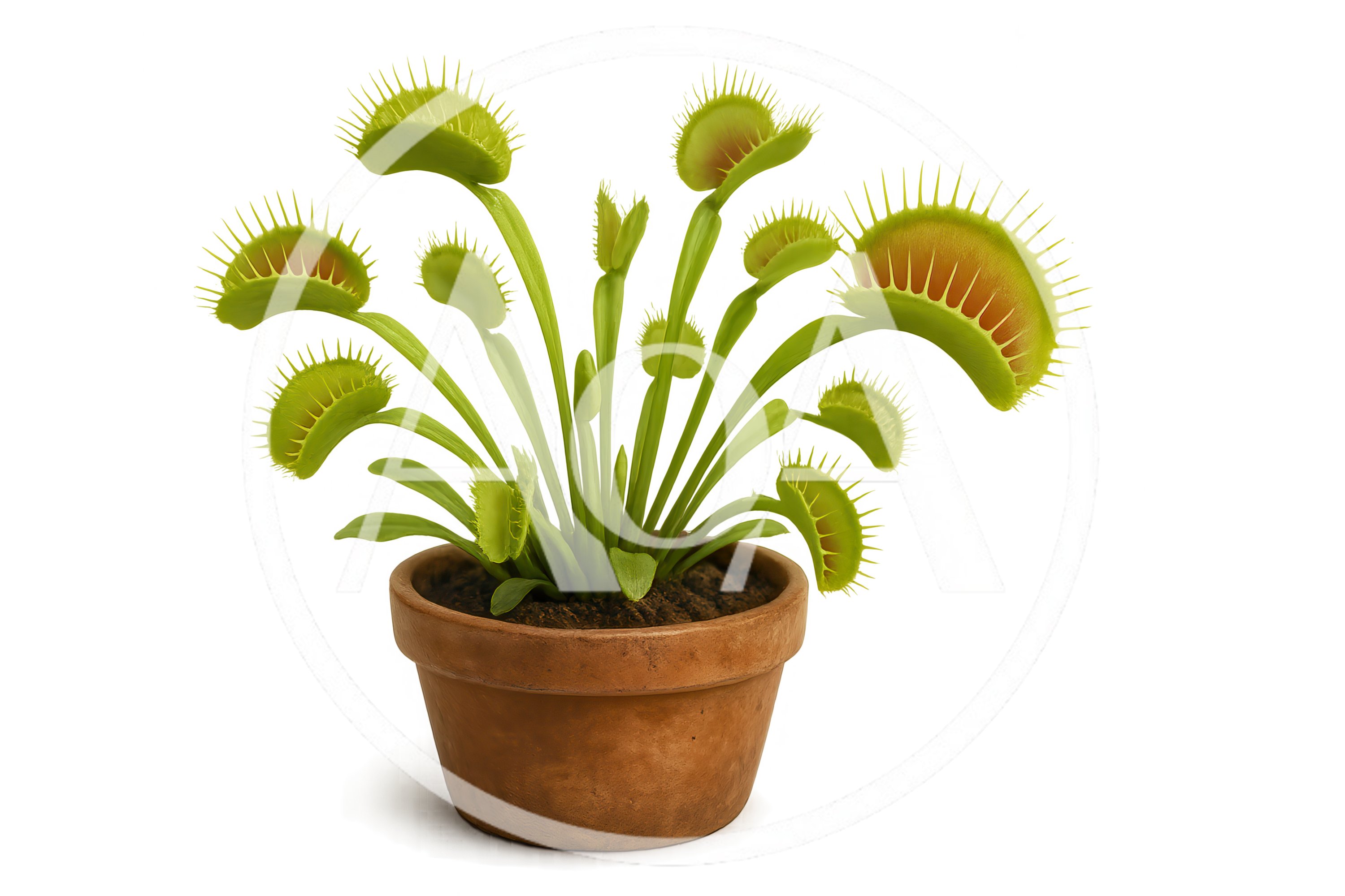 Potted Venus Flytrap Plant Isolated On White Background