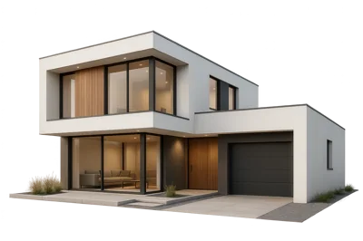 Modern Two Story Residential House Exterior Design