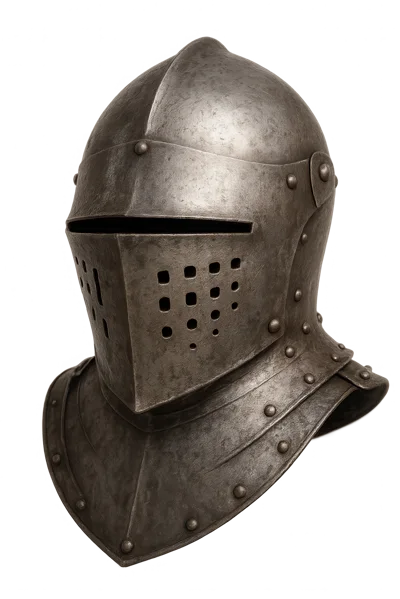 Medieval Knight Helmet Isolated On White Background