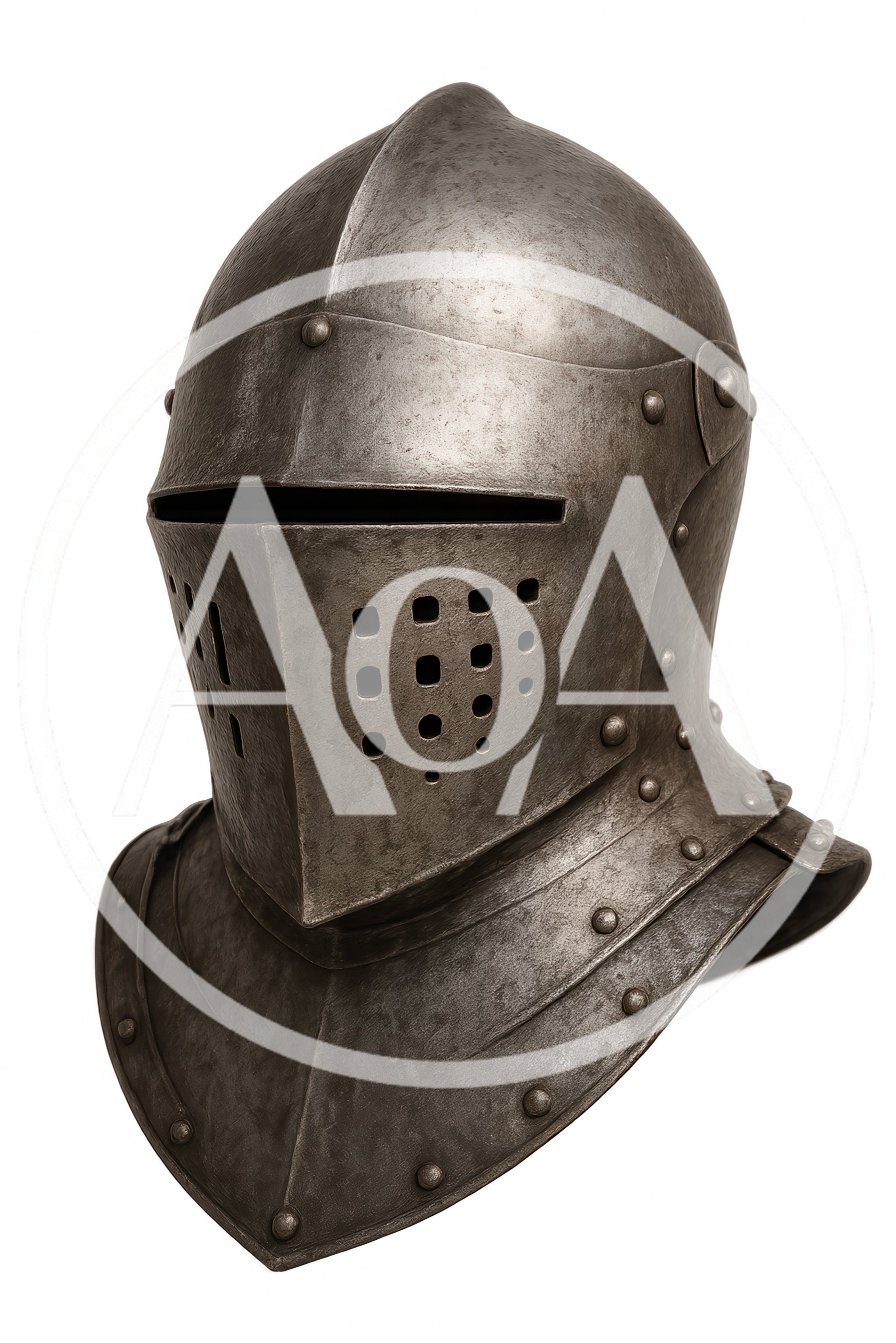 Medieval Knight Helmet Isolated On White Background