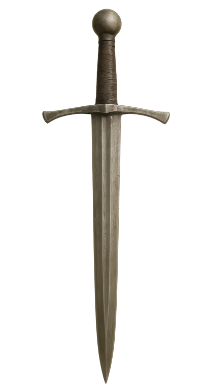 Medieval Knight Dagger With Steel Blade And Leather Grip