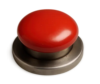 Large Red Emergency Button On Metallic Base