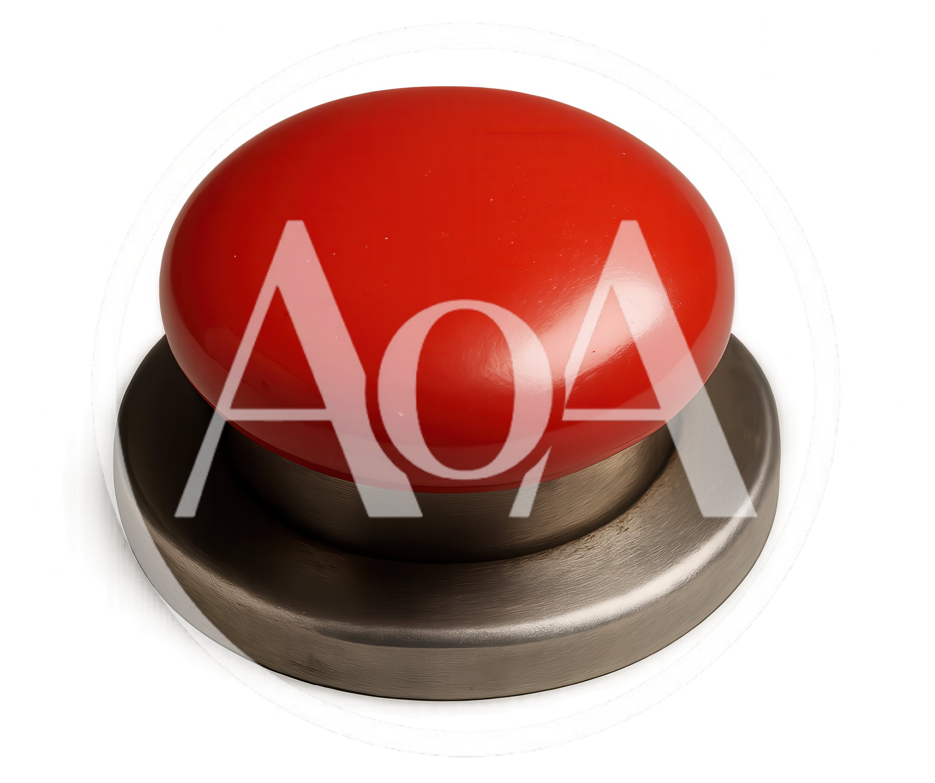 Large Red Emergency Button On Metallic Base