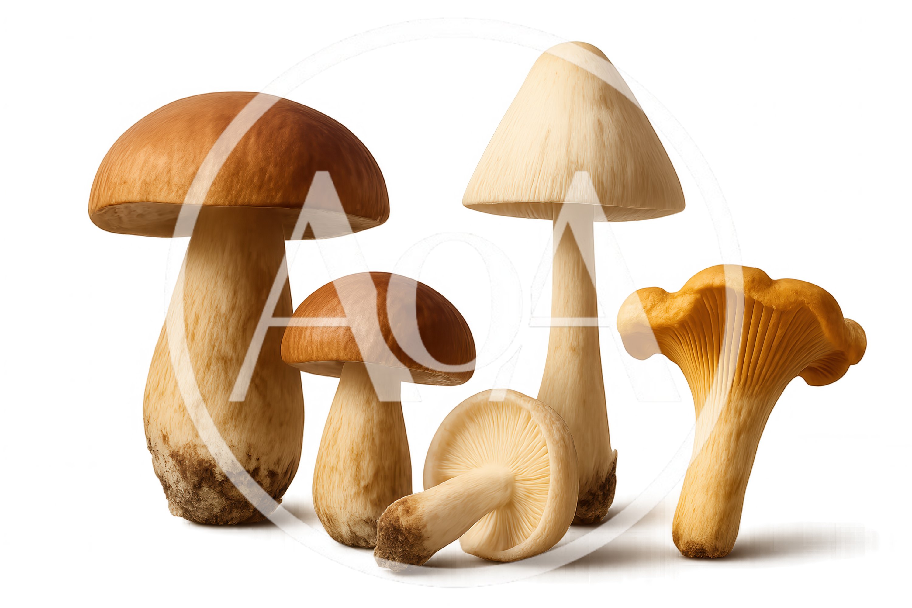 Collection of Various Edible Wild Mushrooms