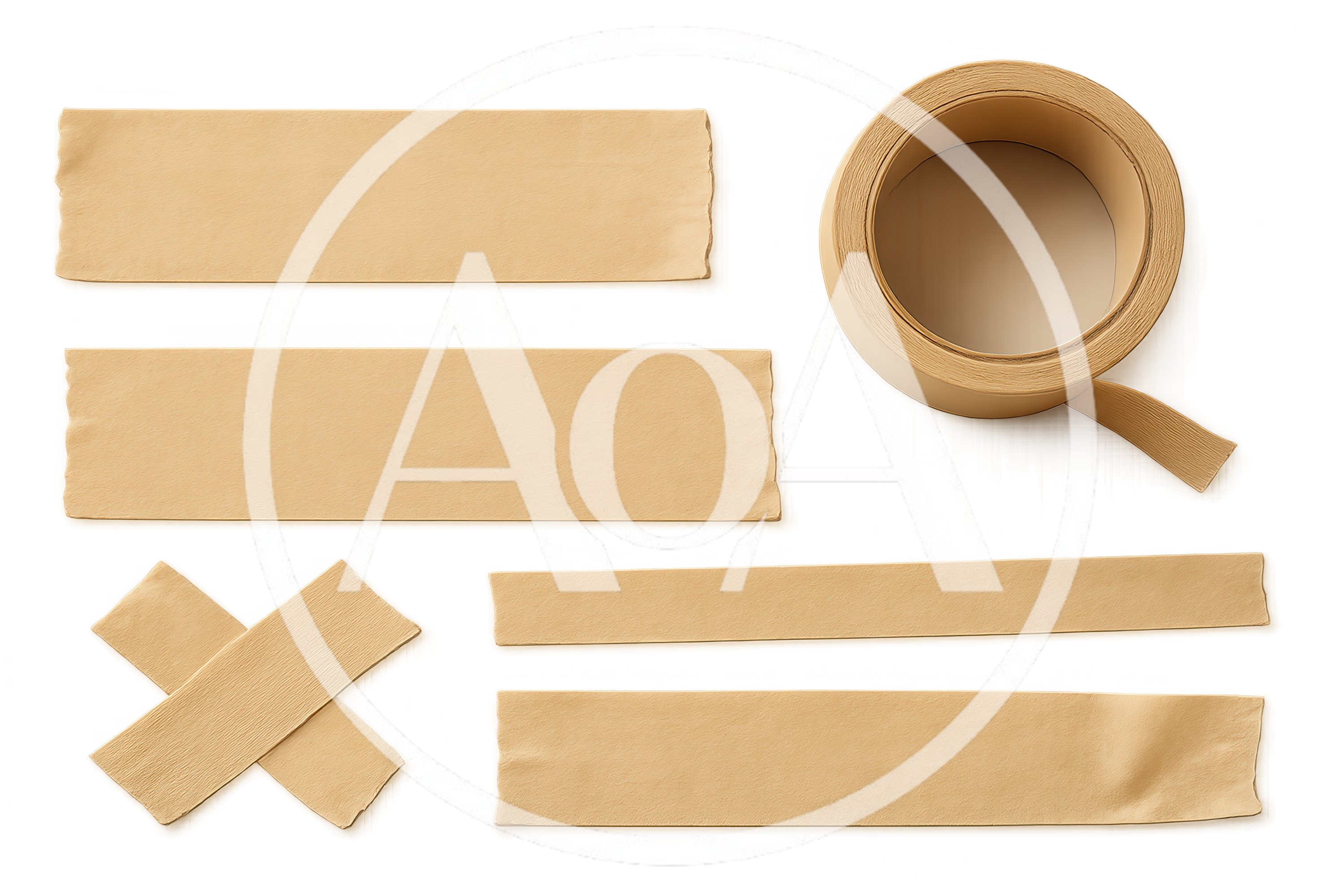 Set of Beige Masking Tape Strips and Roll
