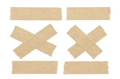 Set Of Beige Masking Tape Strips On White