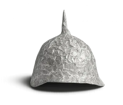 Textured Silver Spiked Helmet Isolated On Grey Background