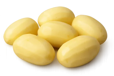Group Of Peeled Raw Potatoes On White Background