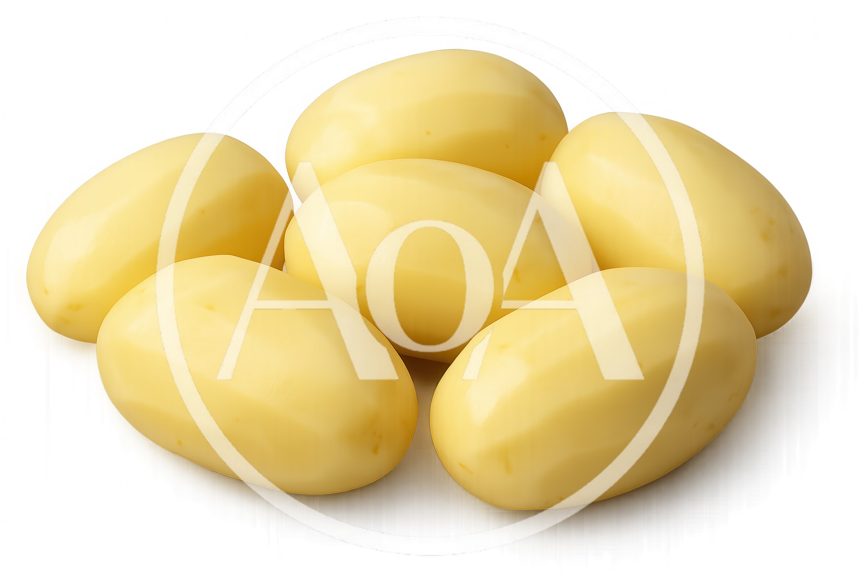 Group Of Peeled Raw Potatoes On White Background