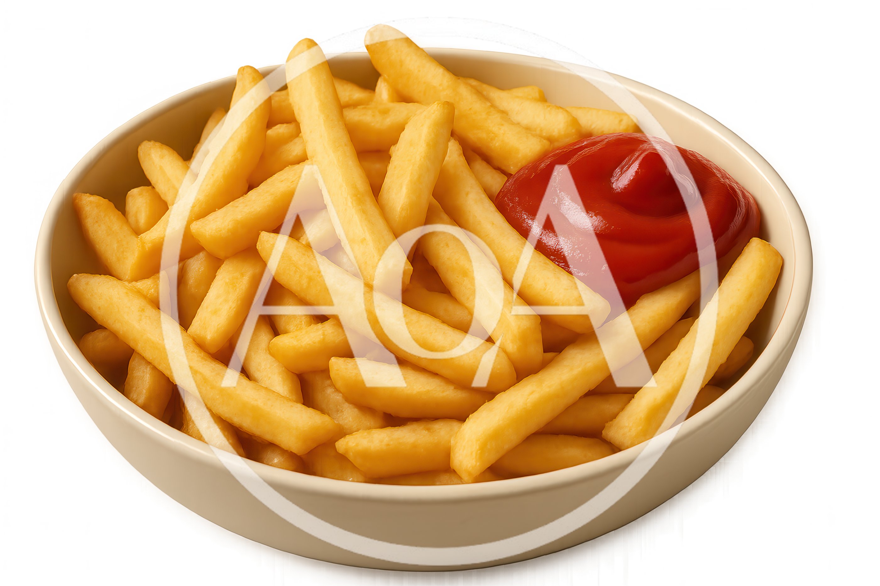 Bowl Of Golden French Fries With Ketchup