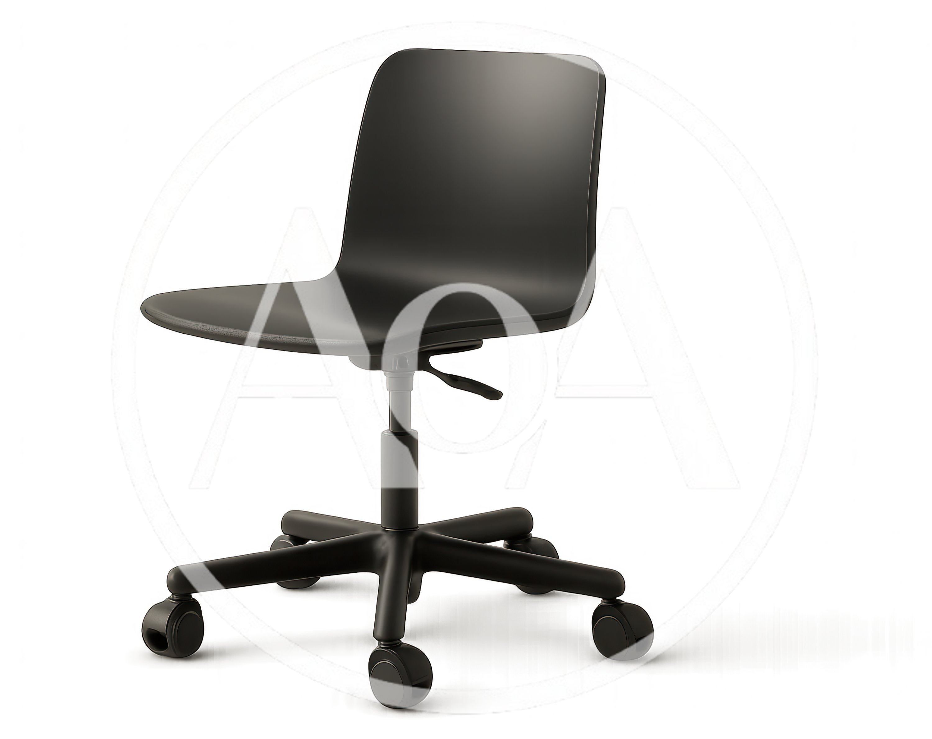 Minimalist Black Office Chair On White Background
