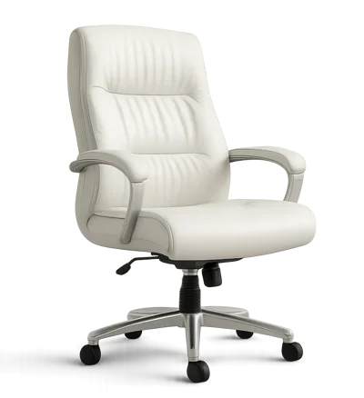 Modern White Leather Executive Office Chair