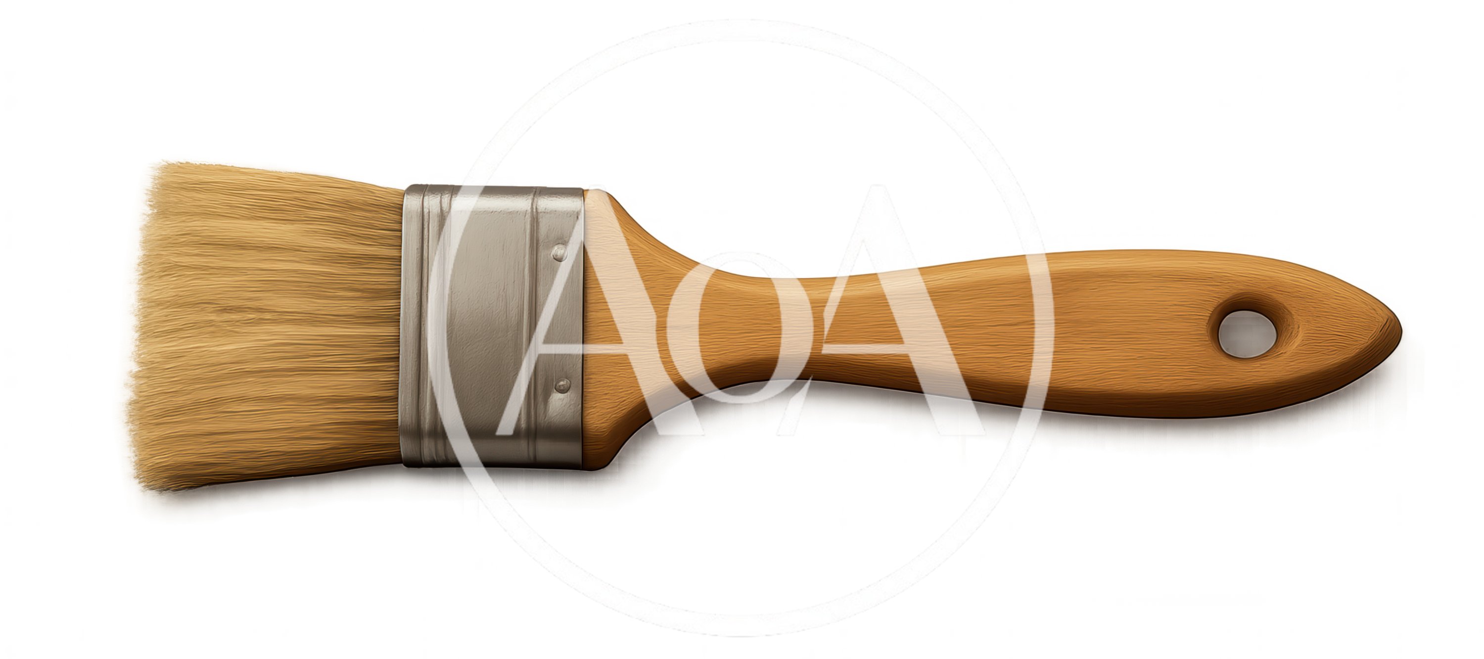 Paintbrush With Wooden Handle Isolated On White Background