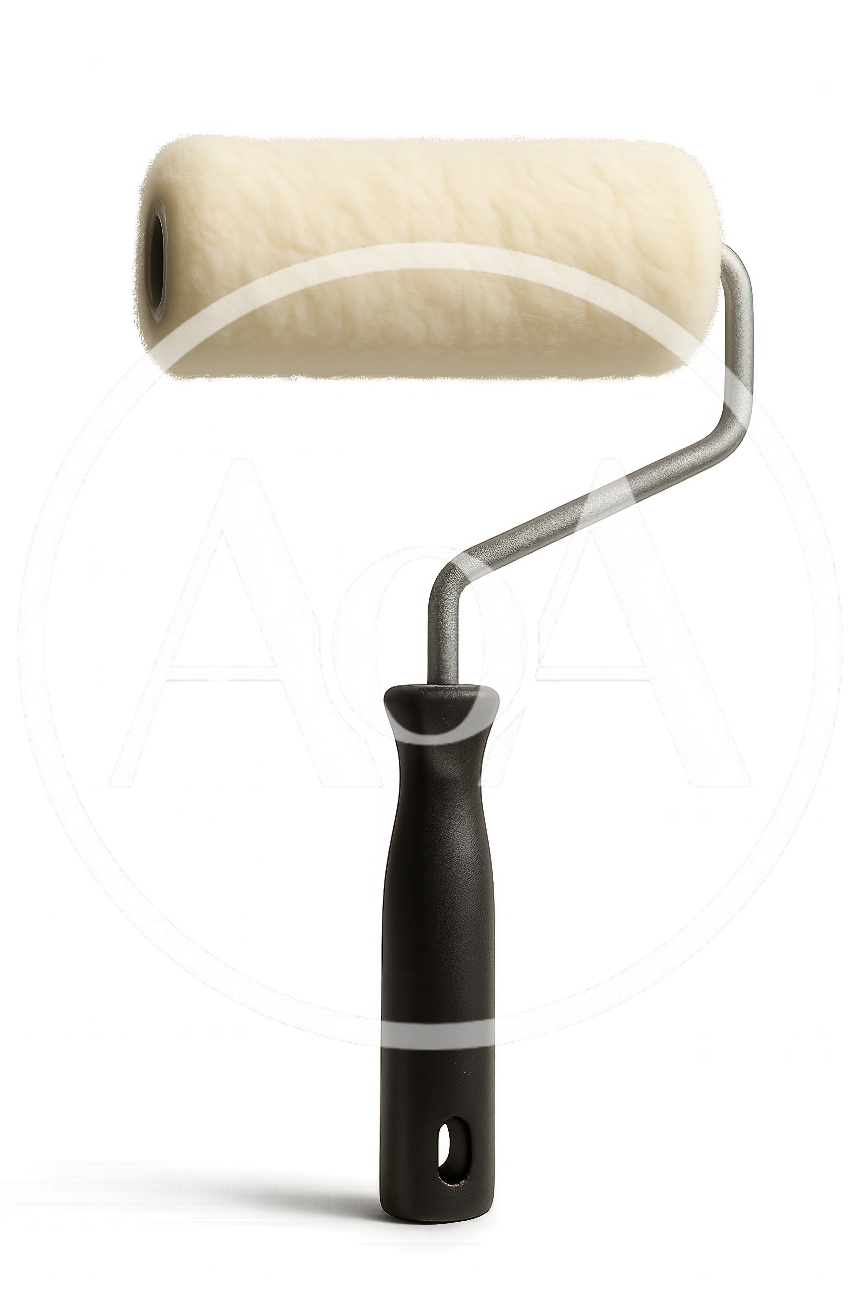 Paint Roller With White Nap Cover On Black Background