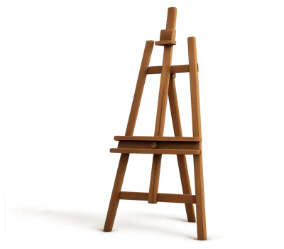 Wooden Artist Easel Standing on White Background