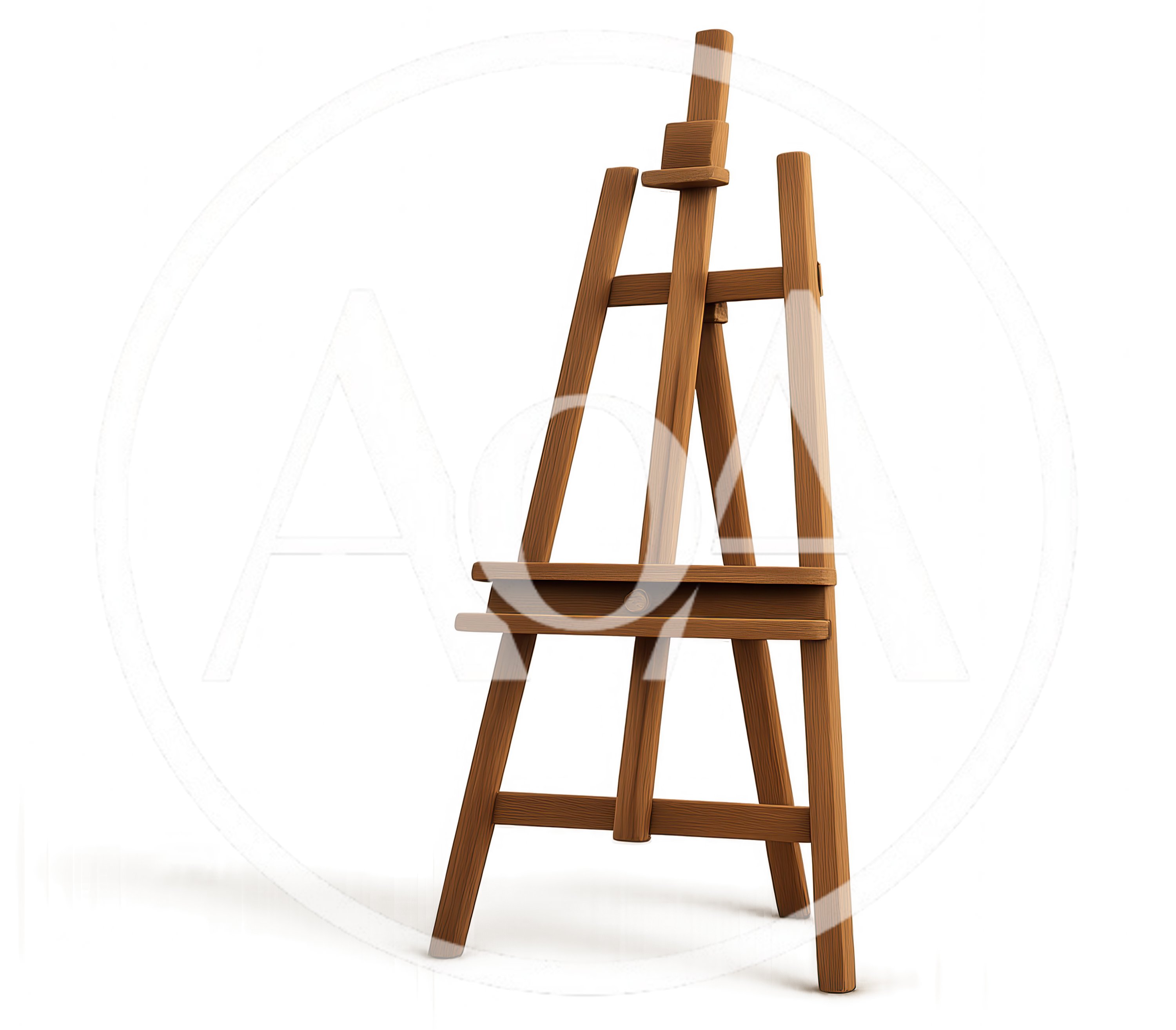 Wooden Artist Easel Standing on White Background