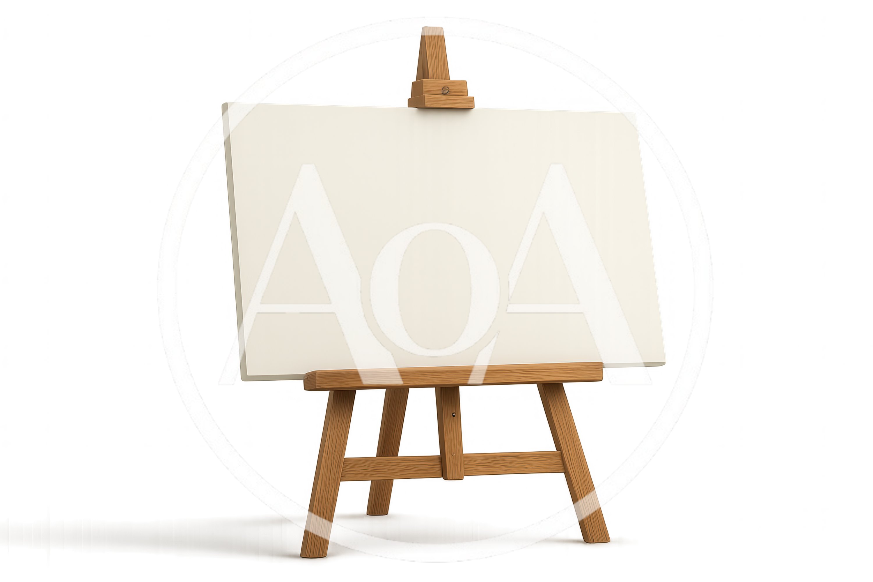 Wooden Artist Easel With Blank White Canvas