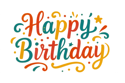 Colorful Happy Birthday Hand Lettering Typography Design