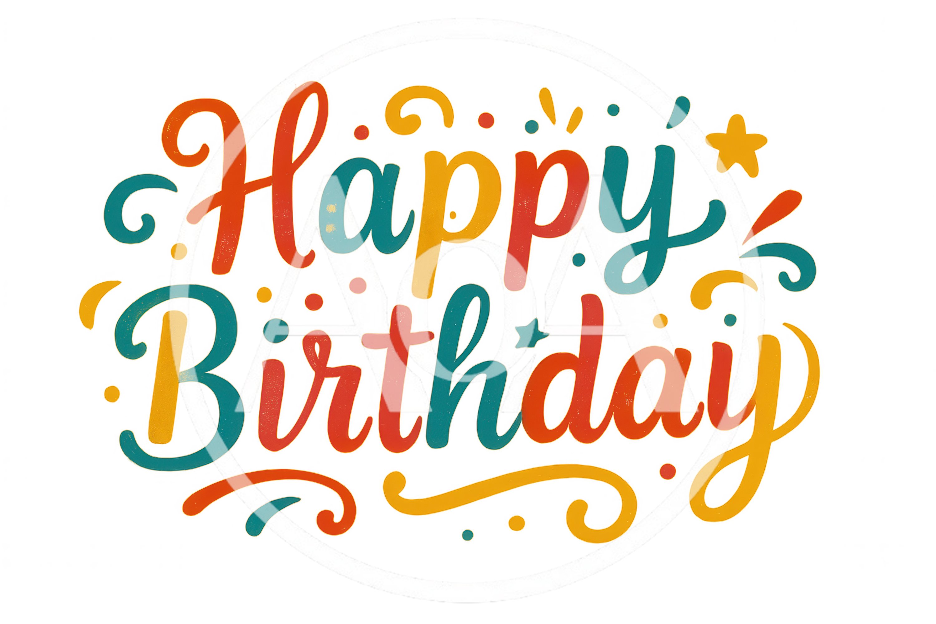 Colorful Happy Birthday Hand Lettering Typography Design