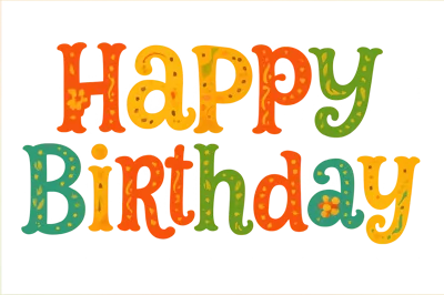 Colorful Happy Birthday Text Graphic Design