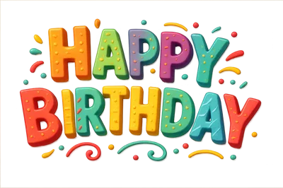 Colorful 3D Happy Birthday Text Illustration