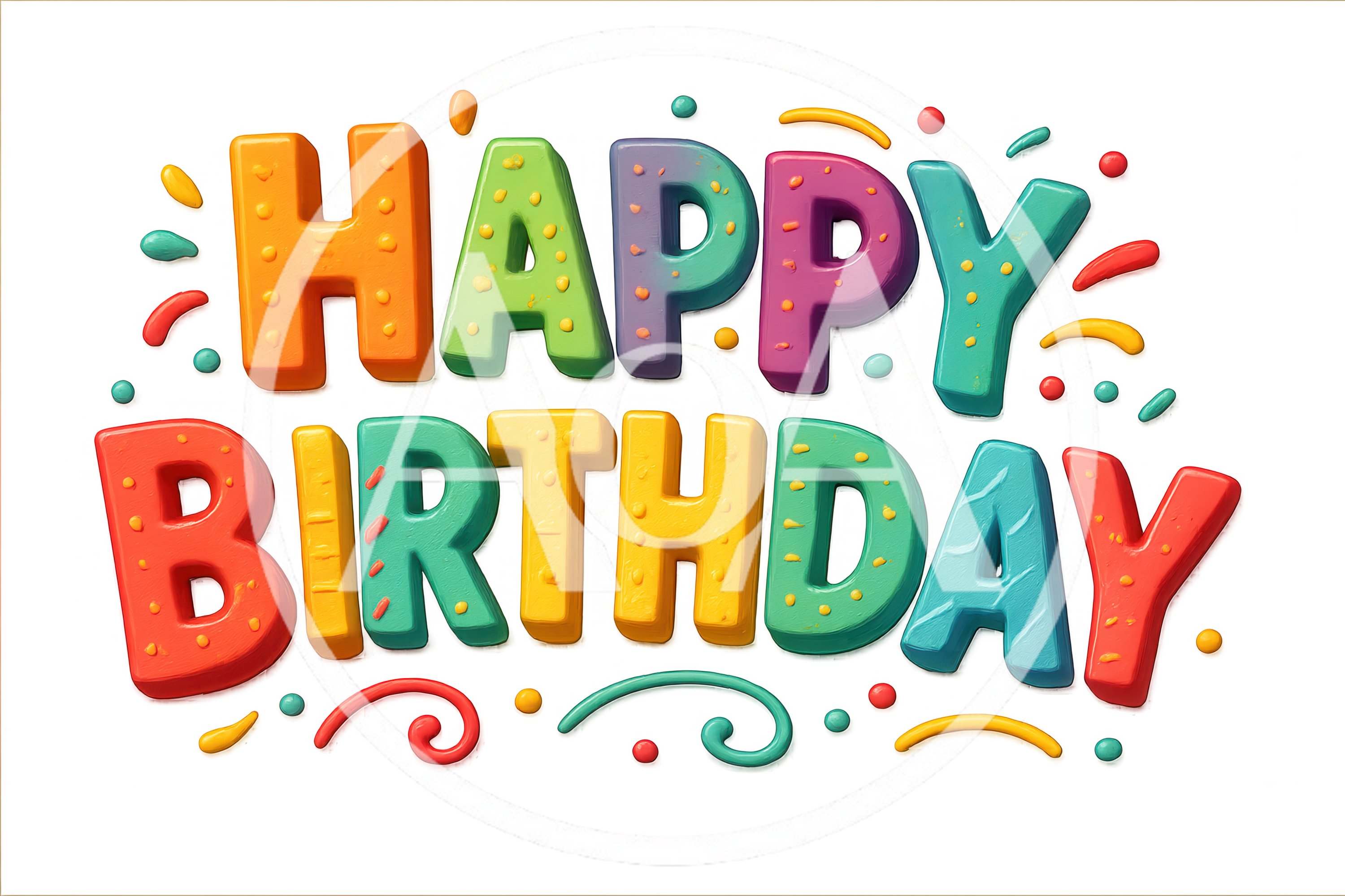 Colorful 3D Happy Birthday Text Illustration
