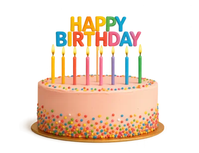 Birthday Cake With Candles And Colorful Sprinkles