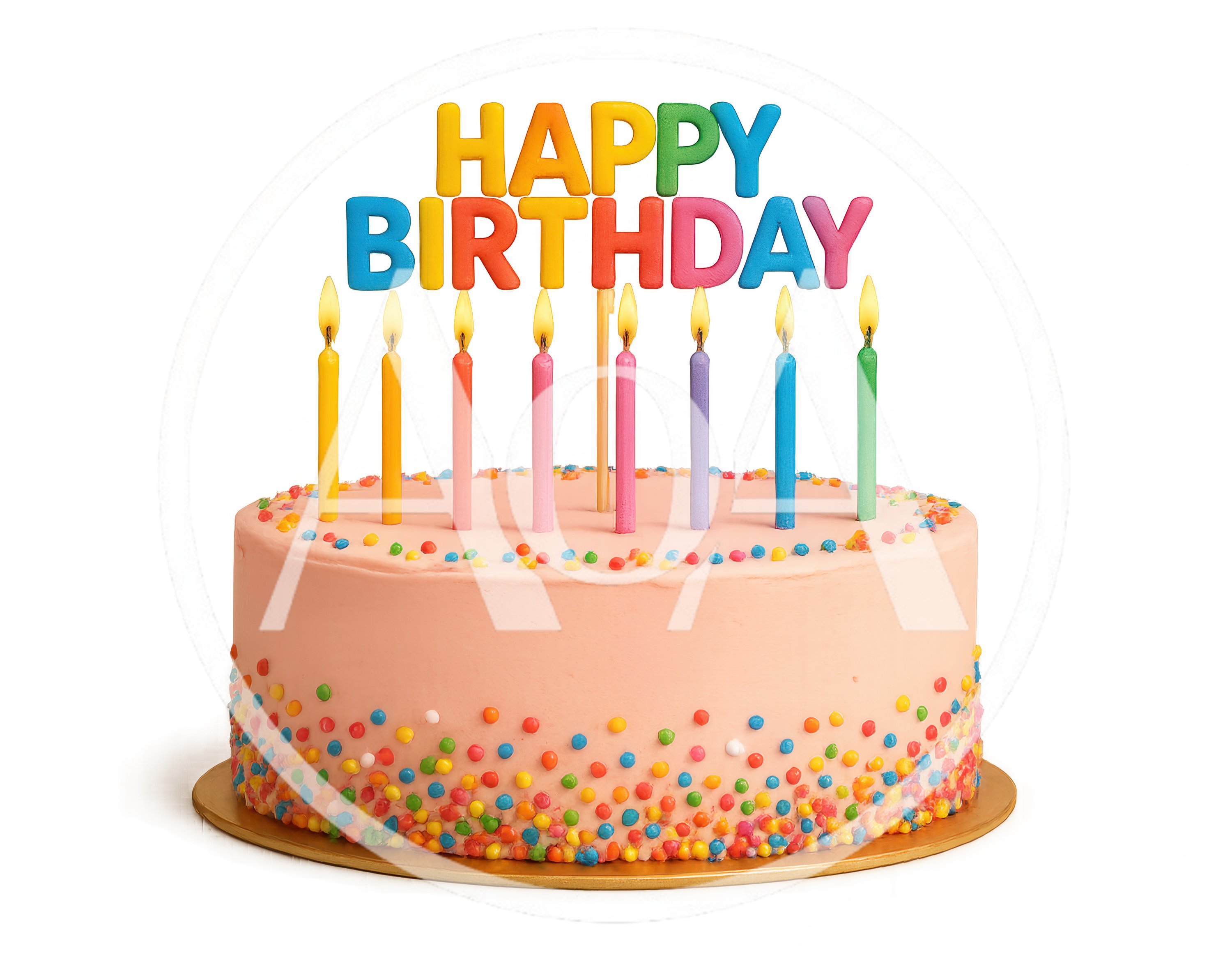 Birthday Cake With Candles And Colorful Sprinkles