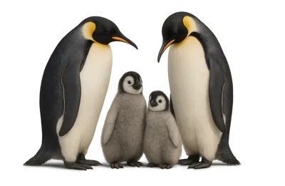 Emperor Penguin Family Standing Together