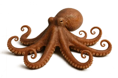 Brown Octopus Isolated On A Plain Background