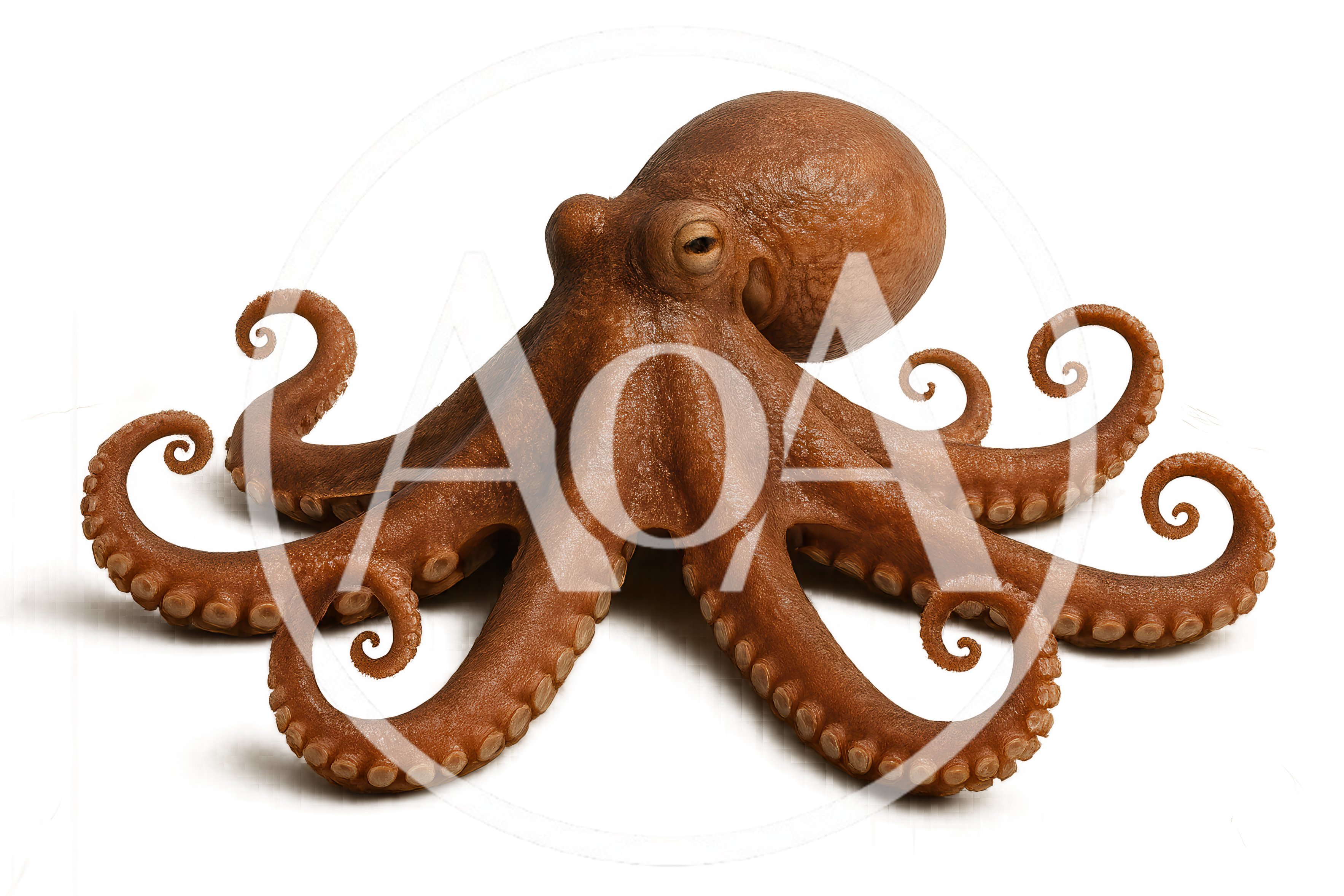 Brown Octopus Isolated On A Plain Background