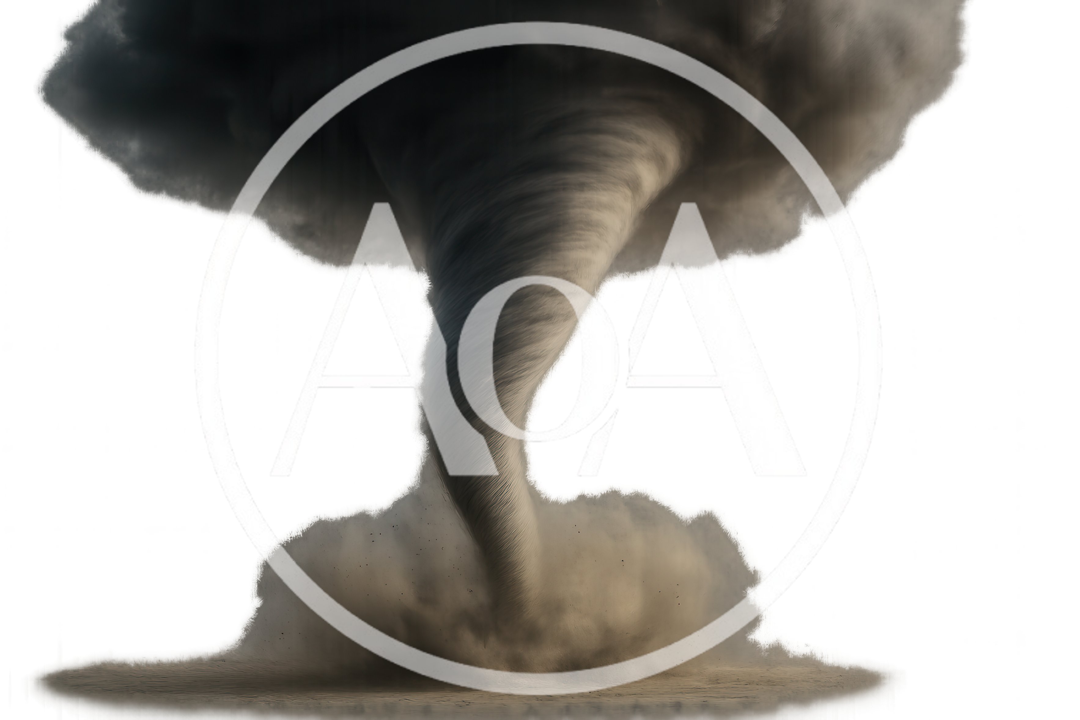Powerful Tornado Swirling Against A White Background
