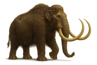 Woolly Mammoth Walking In A Prehistoric Landscape