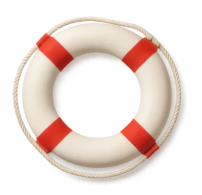 Classic White And Red Lifebuoy Ring Isolated On White