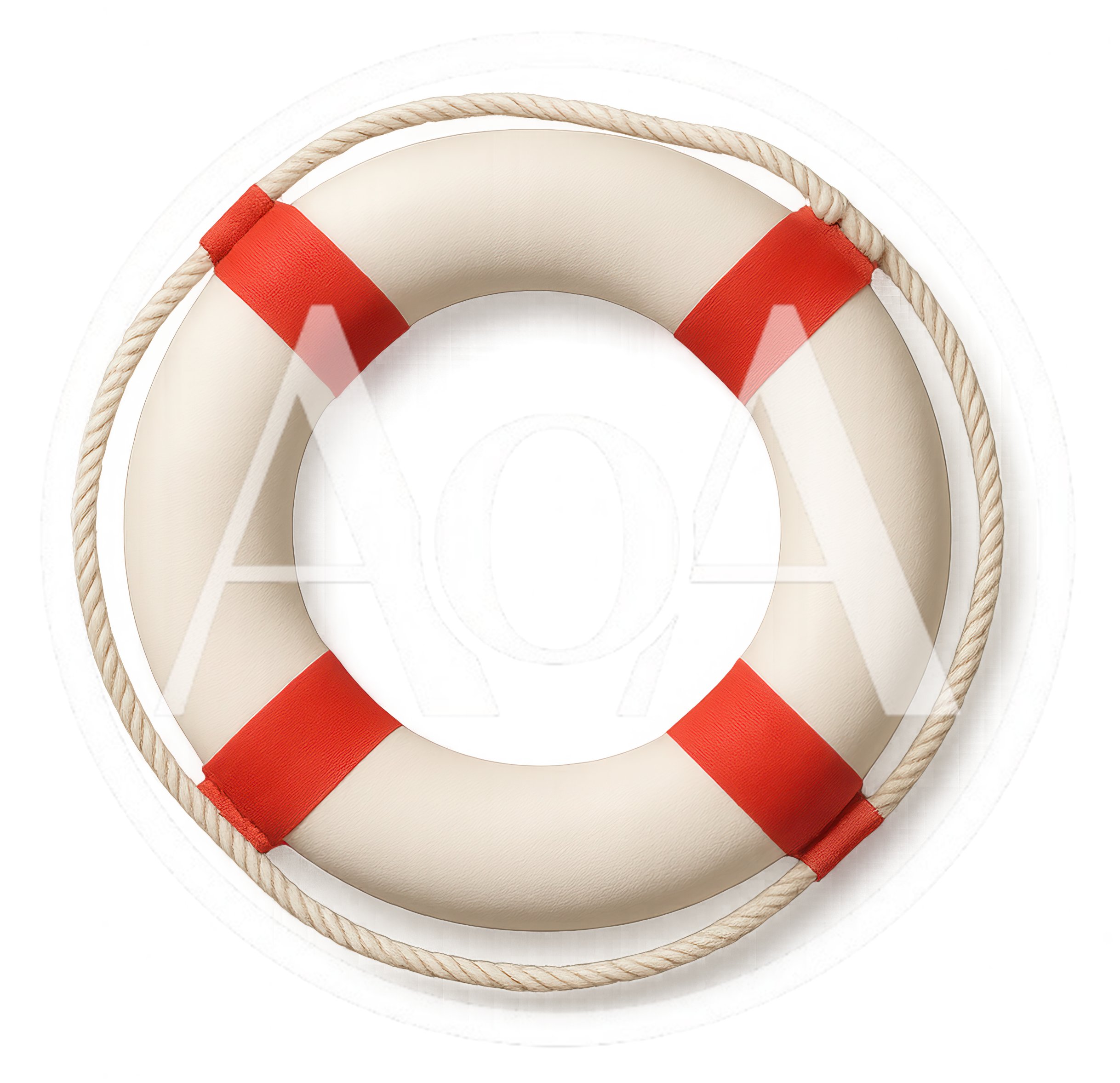 Classic White And Red Lifebuoy Ring Isolated On White