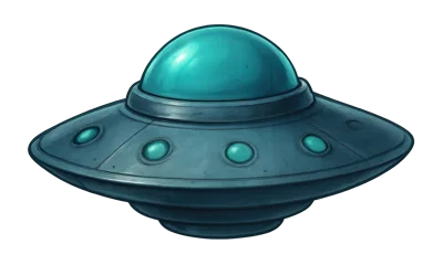Classic Metallic Flying Saucer UFO Illustration
