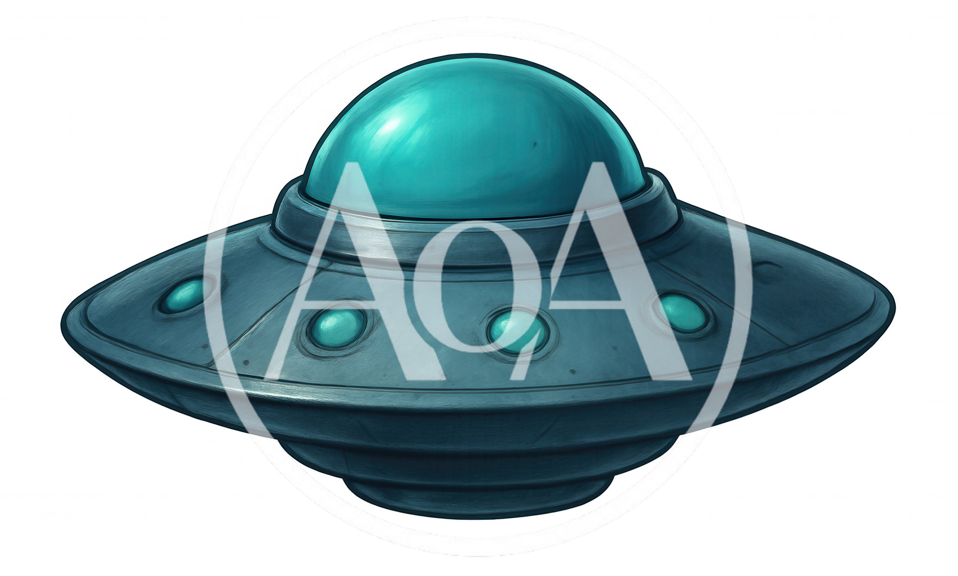 Classic Metallic Flying Saucer UFO Illustration