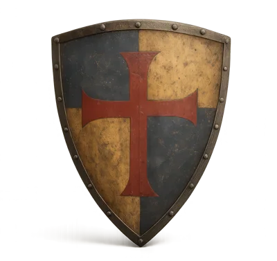 Medieval Heater Shield With Red Cross Emblem