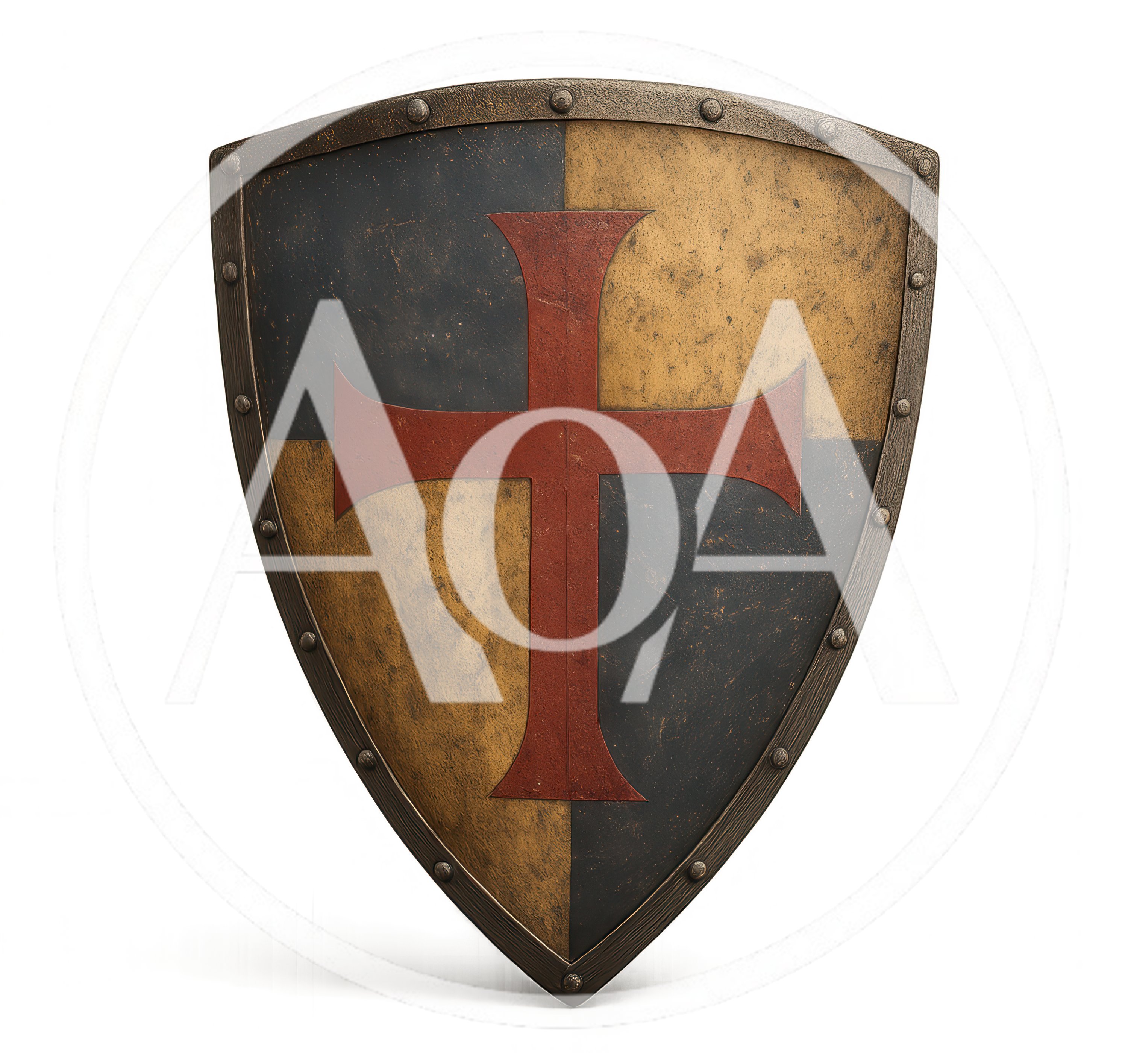 Medieval Heater Shield With Red Cross Emblem