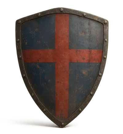 Medieval Heater Shield With Red Cross Emblem