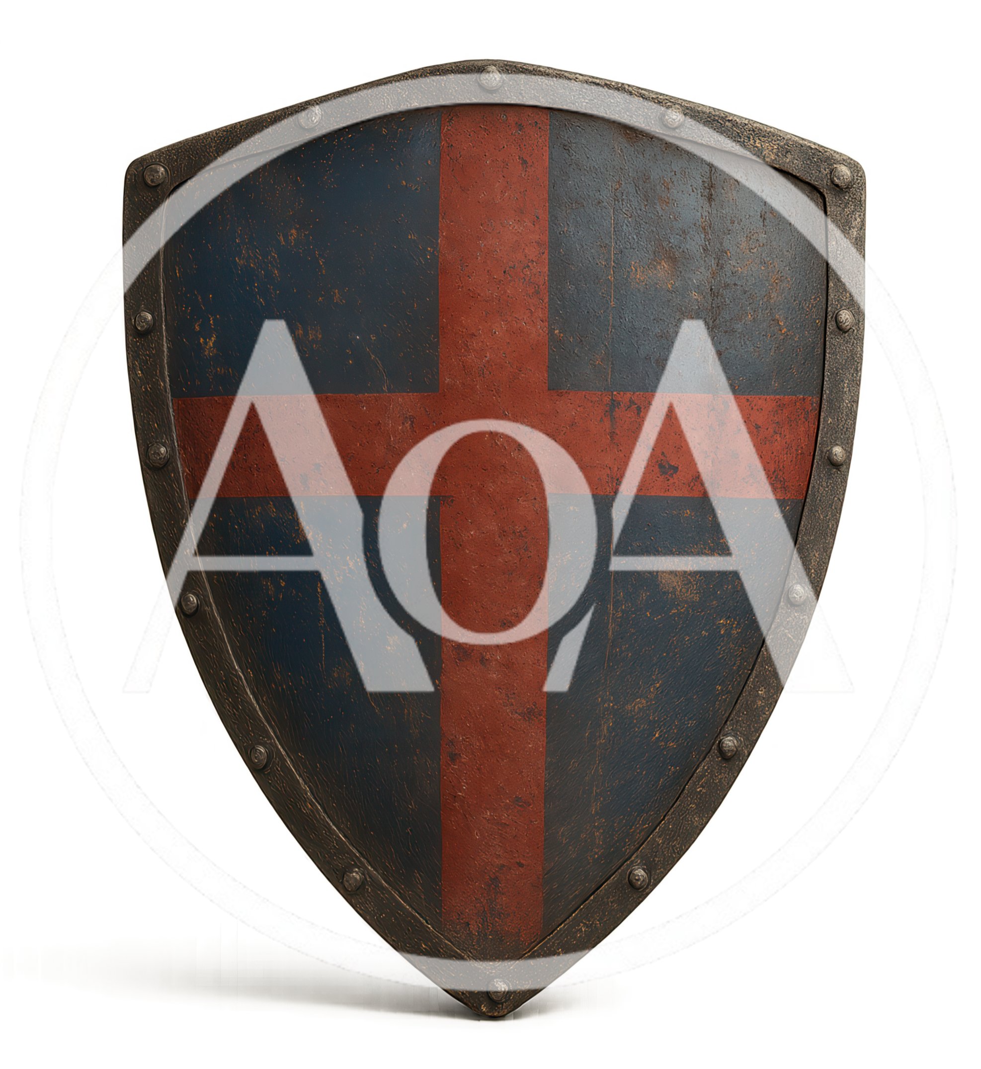 Medieval Heater Shield With Red Cross Emblem