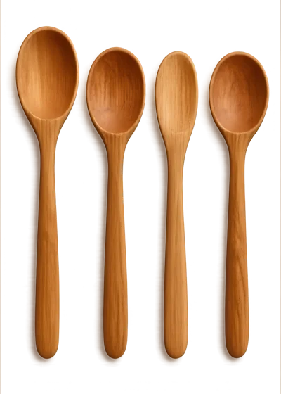 Four Wooden Spoons Arranged In A Row