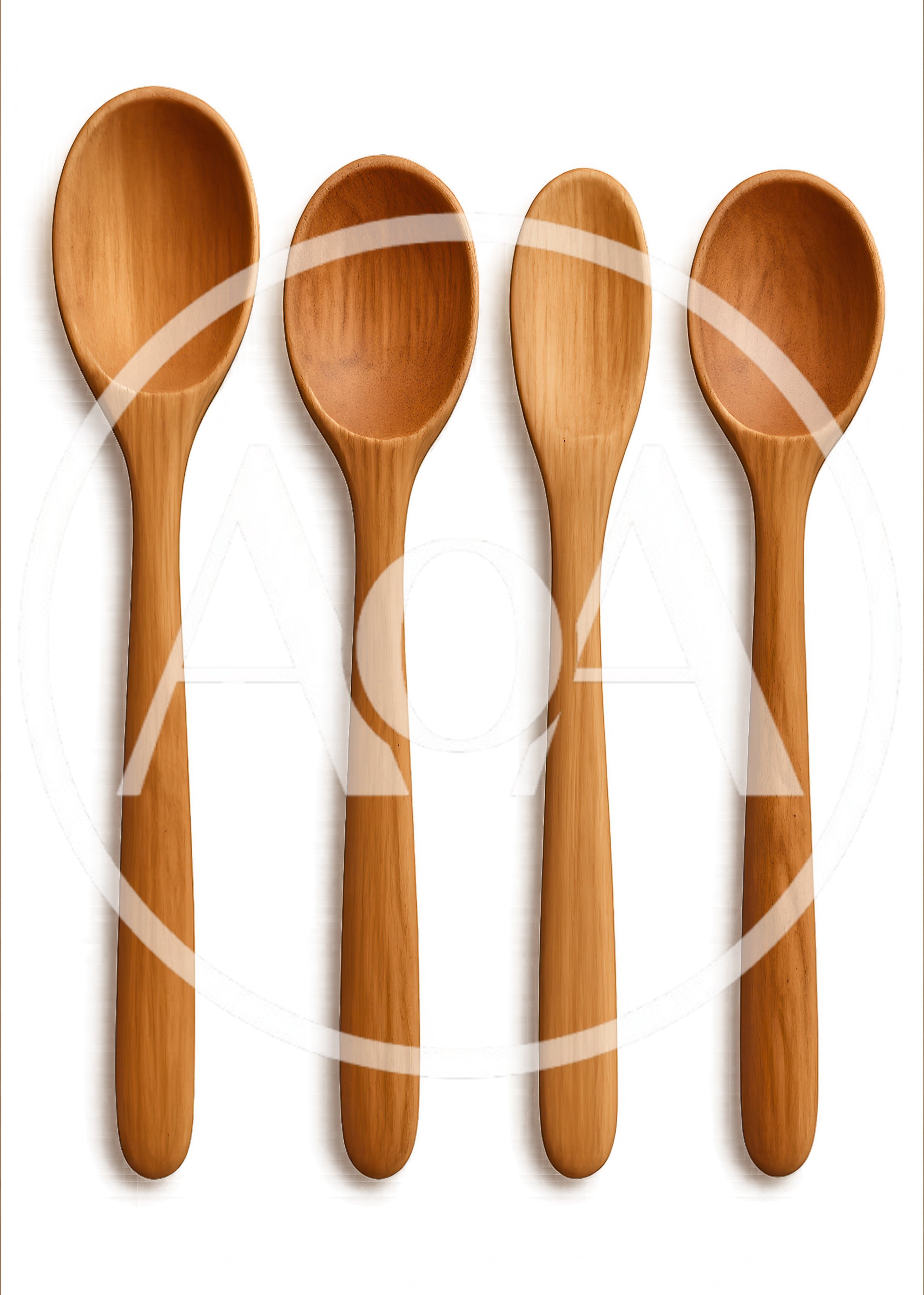 Four Wooden Spoons Arranged In A Row
