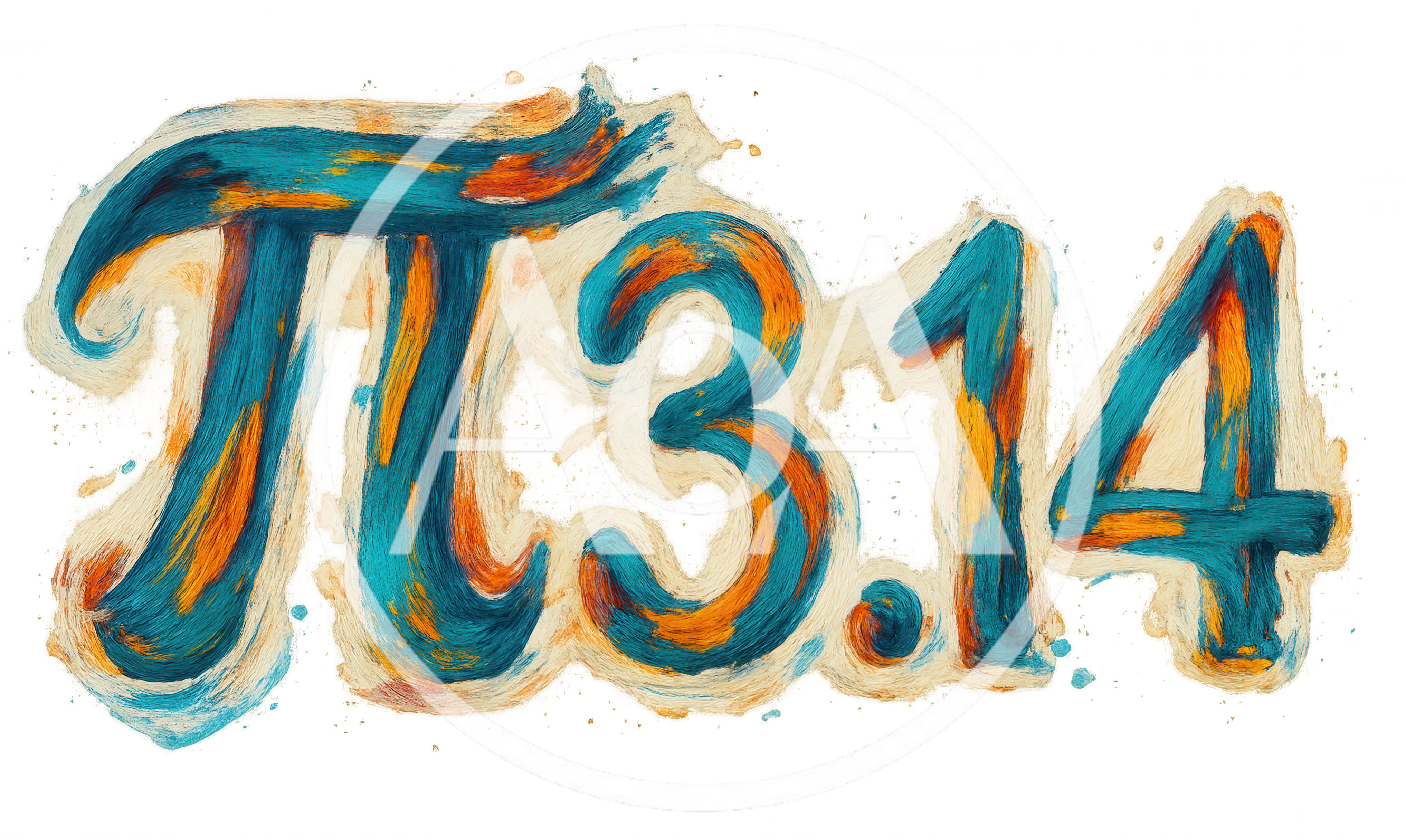 Painted Pi Symbol And 3.14 Text Illustration
